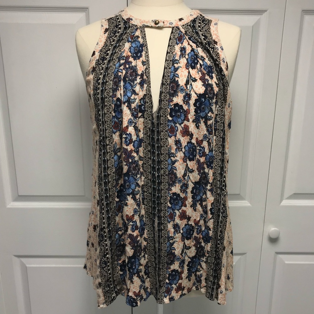 Free People Cotton Candy LA Printed Keyhole Tunic
